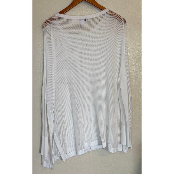 Nordstrom Sweater Women Medium White Coastal Linen Blend Open Knit Beachy Casual - Picture 5 of 8